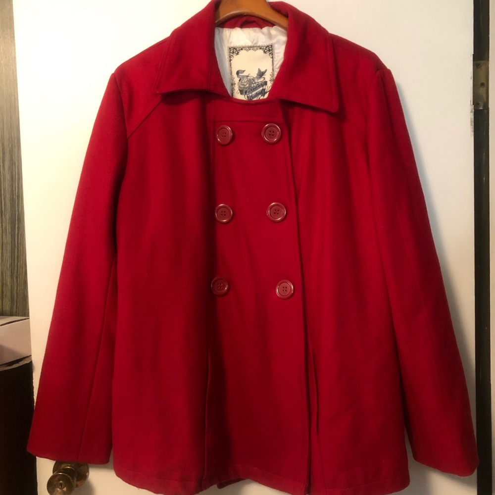 Plus Size Red Peacoat